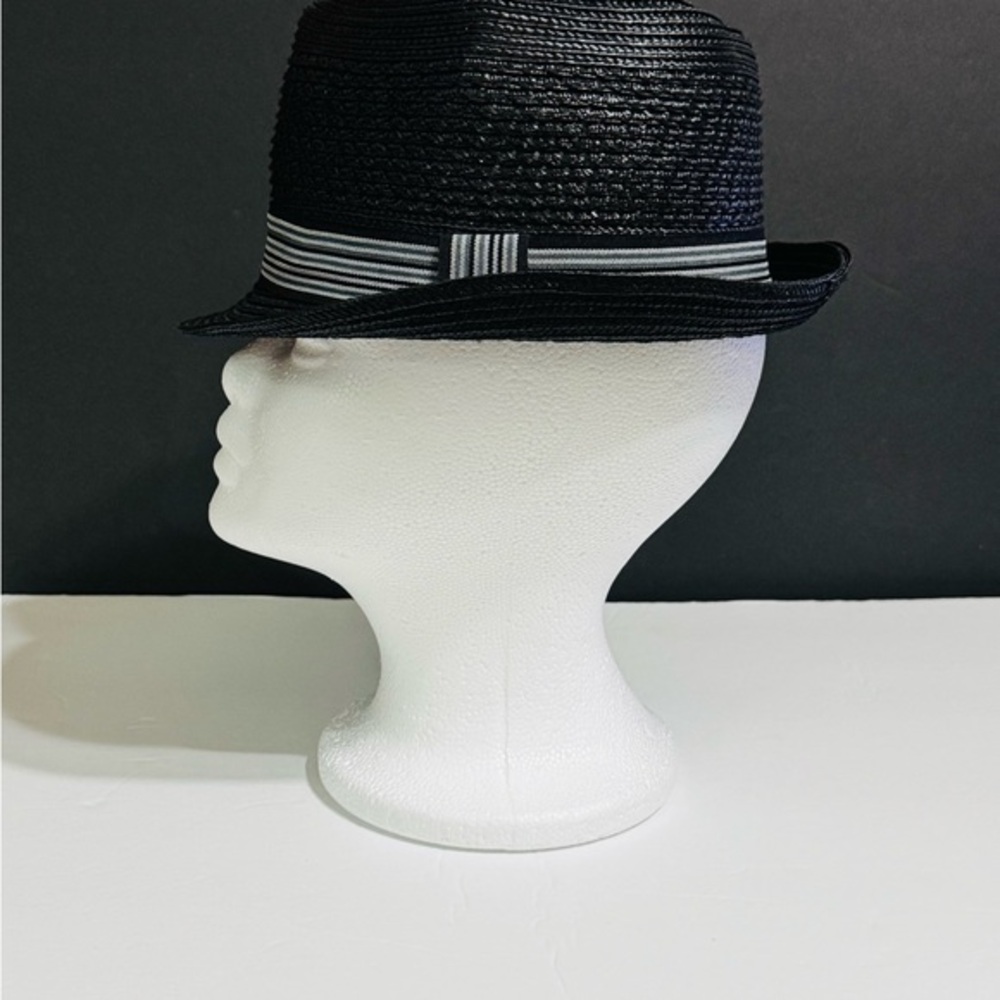 UNBRANDED Stylish Trilby Blk Hat, Short brim, Reg Size Crown, Multi-Color Bow.